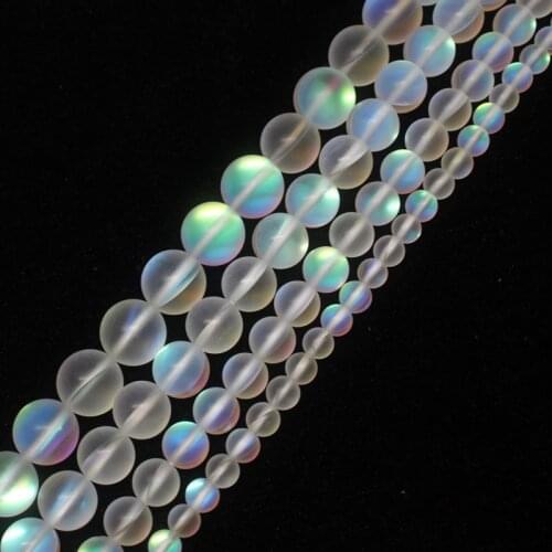Mini. Order is $7! 6-12mm frosted dull polish White Multicolor imitate Moonstone Crystal Quartz Round DIY Loose Beads 15"