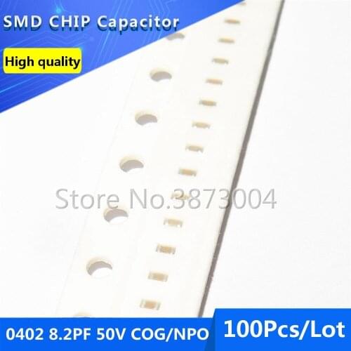 100pcs 0402 8.2PF 50V COG/NPO 0.5% Thick Film Chip Multilayer Ceramic Capacitor