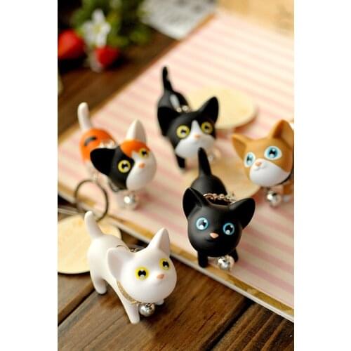 Fashion Cute Cartoon Cat Pendant Key Rings Kitten Cat Key Chain Shake Head Car Bag Keychains Creative Car Bag Gifts for Girls