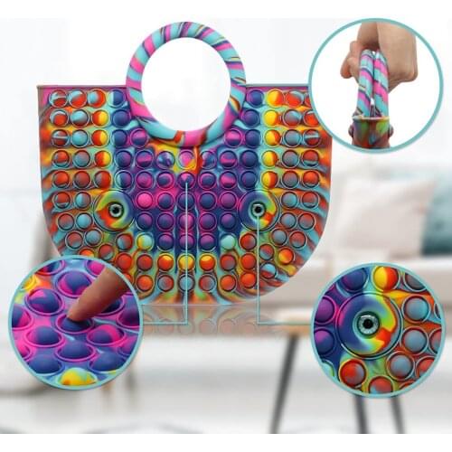 New Bag Toys Simple Large Dimple Push Bubble Adult Relief Gift Sensory Squishy Antistress Floor Poppete Toy Handbag Holiday Gift