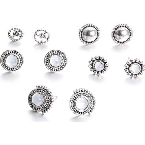 2020 New Fashion Jewelry Pearl Earrings Surgical Steel Pearl Stud Earrings Set for Women Girls Faux Pearl Earrings for 5piece