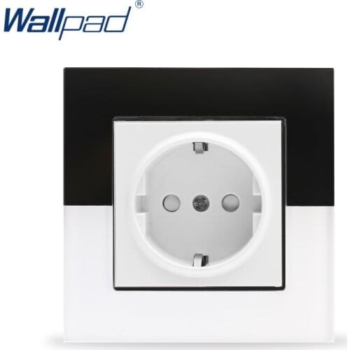 New Arrival EU Socket Wallpad Crystal Glass Panel 110V-250V EU Standard Black and White Glass Electrical Wall Power Socket