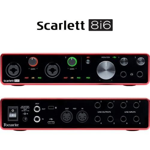 Updated Focusrite Scarlett 8i6 3rd Gen. 8 in/6 out external USB recording sound card arranger electric guitar audio interface