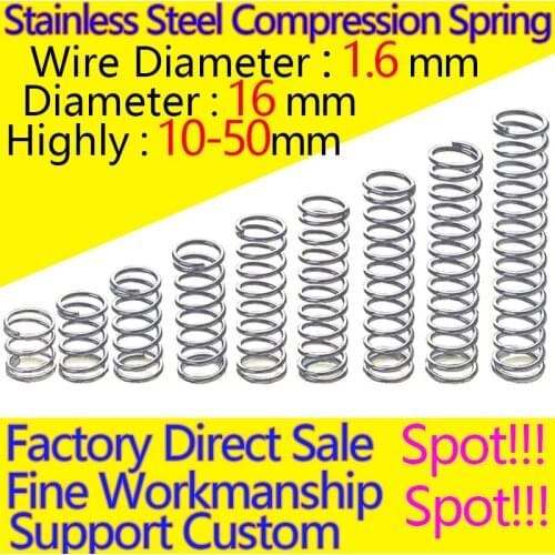 CoolXYZ Stainless Steel Spring Pressure Spring Compression Spring The Return Spring Wire Diameter 1.6mm Diameter 16mm in stock