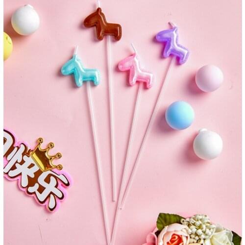Birthday Candles Cute Candy Color Horse Kids Birthday Candles for Cake Party Supplies Decoration Cake Candles