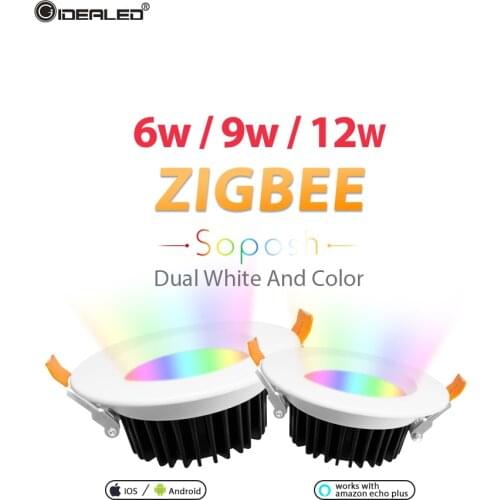 Smart Zigbee zll LED Downlight RGBWW Dimmable 6W/9W/12W Work with Alexa Compatible Tuya Smart Life APP Google Home