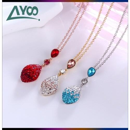 SWA1:1 Fashion Jewelry Original Charm Color Red Blue Gradient Crystal Water Drop Pendant Necklace Romantic Gift For Women