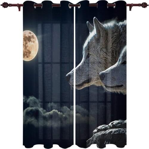 Wolf Full Moon Night Indoor Bedroom Kitchen Outdoor Curtains For Living Room Luxury Drape Large Curtains Window Treatments