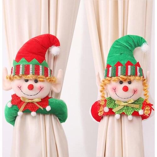 Cartoon Funny Couple Style Elf Shape Curtain Buckle Fixing Tool Christmas Store Decoration Props