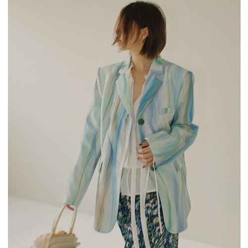 2020 Printed Colorful Blazer Elegant Ladies fashion Abstract oil painting Suit Jackets