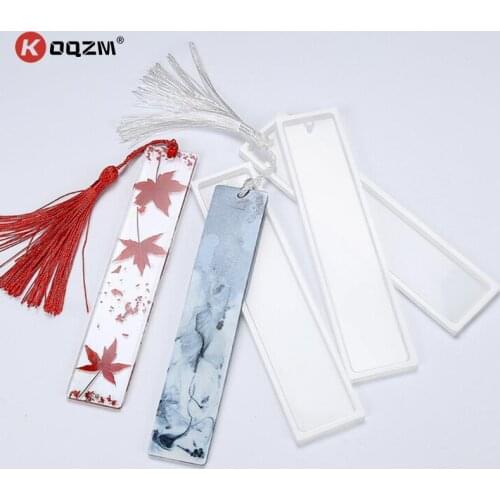 1Pc DIY White Bookmark Mould Making Epoxy Resin Jewelry DIY Craft Silicone Transparent Mold Rectangle