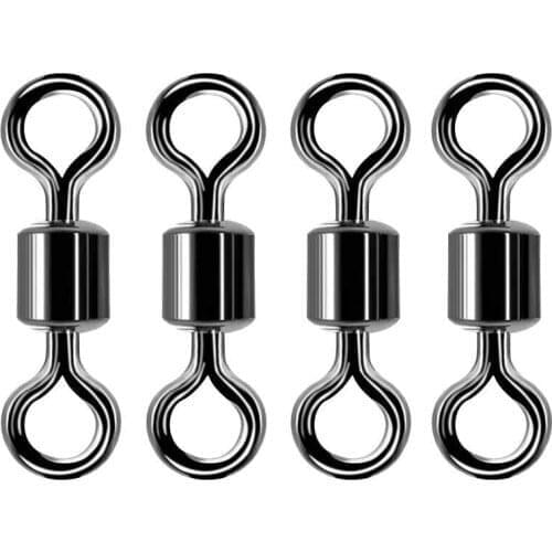 10pcs/50pcs Fishing Swivel Connector Ball Bearing Snap Rolling Ring Solid Fishing Swivels Rolling Stainless Steel Beads Tackle