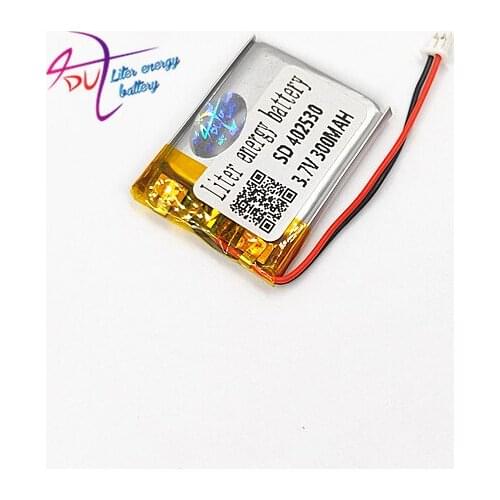 10 pcs 300mAh LiPo Rechargeable Battery 402530 with JST 1.25mm 2pin 3.7V 300mAh Lithium Polymer For Mp3 Camera bluetooth GPS
