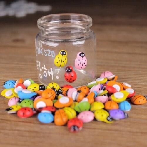 100pcs/lot Mixed Lovely Wooden Ladybug Self-adhesive Sticker Bead For Baby Shower Gift Scrapbook DIY Craft Wedding Candy Box