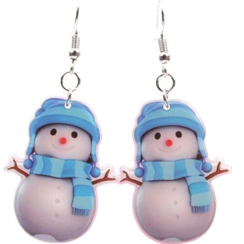 2021 New Christmas Snowman Shaped Acrylic Alloy Earrings For Women Fashion Ear Jewelry Crafts Charms