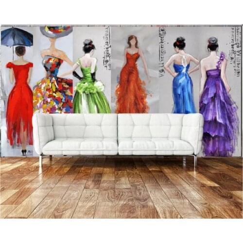 Beibehang 3D Wallpaper Europe and the United States Evening Dress Lady painting TV background wall wallpaper for walls 3 d