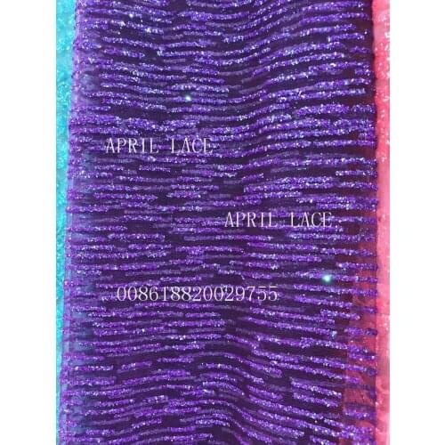 5yards HLL0992 DARK purple stripe hand print glitter african india mesh fabric for wedding/evening dress fast shipping by dhl