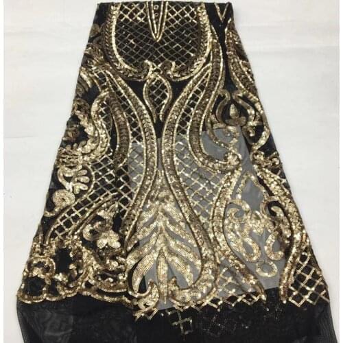 5yards/pc) soft elastic African sequins net lace shining French lace fabric with wonderful embroidery for party dress FSS201