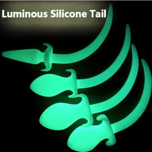 6 Sizes Handmade Luminous Silicone Dog Slave Tails Anal Plug Butt Plug For Anal Sex Toys Role Play Adult Sex Products For Couple