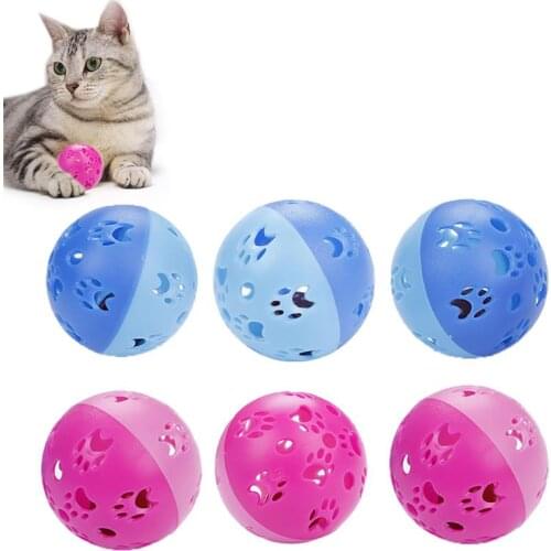 6PCS Cat Bell Toy Hollow Exercise Ball Cat Ball with Bell Ring Playing Chew Rattle Scratch Training Interactive Pet Cat Supply