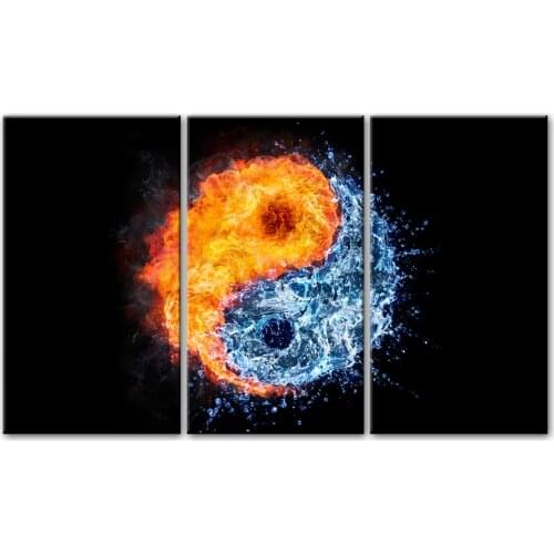 Abstract Fire And Water Canvas Paintings Yin Yang Concept Wall Art Canvas Prints Modular Pictures For Living Room Wall Decor