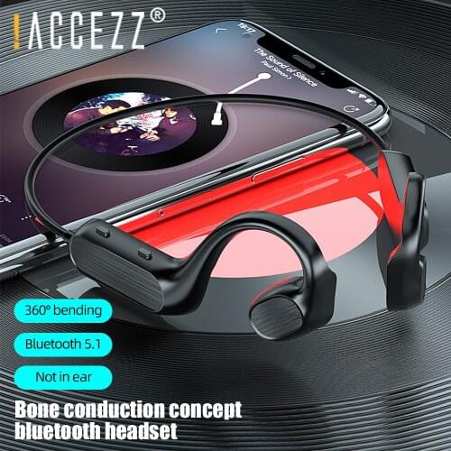 !ACCEZZ Bone Conduction Bluetooth 5.1 Headset Wireless Earphone with Mic Noise Cancelling Waterproof Sport Handsfree Headphones