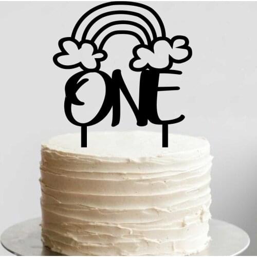 One Cake Topper Acrylic 1st First Happy Birthday Party Kids Girls Boys Baby Shower Supplies Lovely Baking Dessert Decorations
