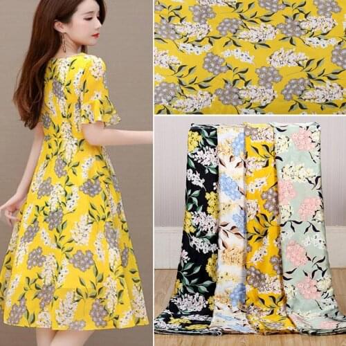 Dress Satin Chiffon glossy Fabric for Dress Fancy Print Soft Smoothy Slippy Material Fabric Breathable DIY Fabric