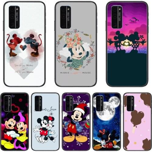 Phone Mobile Case TPU Disney Cute Minnie Mouse Phone Case Hull For Huawei Honor 8 9 10 20 30 A S Lite Pro 5g i Black Back S