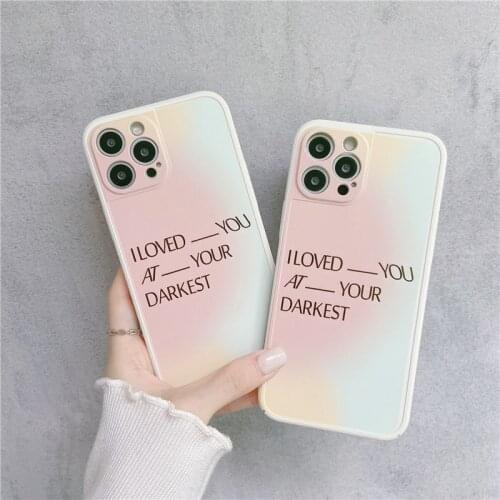 Letter Slogan Gradient Color Phone Case For iPhone 11 12 Pro Max Xr Xs Max 7 8 Plus SE 2020 12 Mini Cute Sweet Shockproof Cover