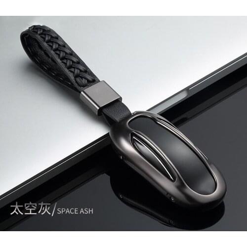 For Tesla Model X Deluxe Aluminum Alloy Key Shell + Weave Chains Protective Reomote Control Car Case Cover Skin Storage Stying