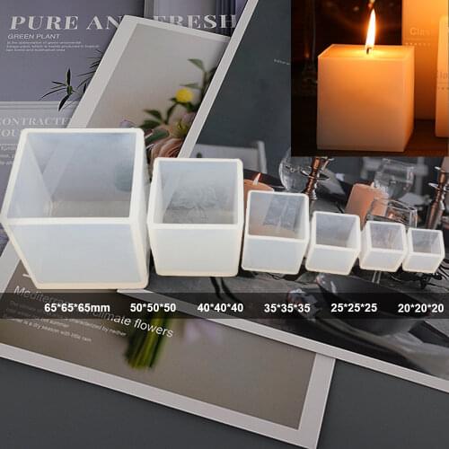 Cube Shape Candle Silicone Mold DIY Gypsum Plaster Crafts Mould Square Silicone Soap Candle Resin Molds Dried Flower Decoration