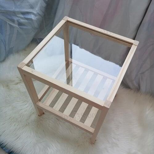 Ins Bedside Table Glass Desktop Coffee Table Sofa Nordic Simple Solid Wood Square Table Bed And Breakfast Corner Table Transform