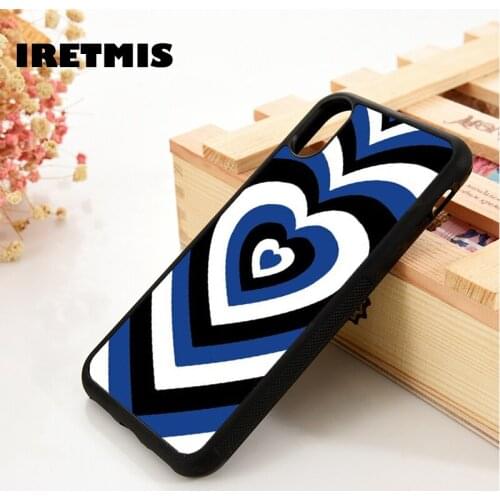 Iretmis 5 5S SE 6 6S Silicone Rubber Phone Case Cover for iPhone 7 8 Plus X Xs 11 12 MINI Pro Max XR Blue White Black Love Heart