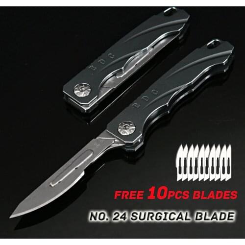 MINI Aluminum alloy Keychain Pocket Knife Emergency Key Medical Folding Knives EDC Portable Outdoor Utility Knifes Surgical Blad