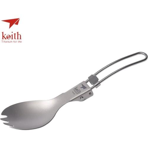 Keith Titanium Folding Spork Camping Cutlery Travel Tablewares Outdoor Picnic Hiking Convenient Fork Spoon 17.5g Ti5301