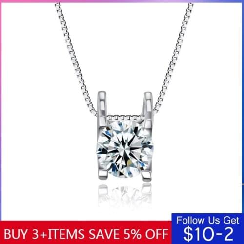 LByzHan Genuine 925 Sterling Silver Shiny Zircon Pendant Necklace Hot Fashion 2019 New Design Necklace Jewelry CMN025