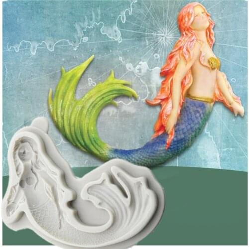 Luyou 1pc Mermaid Princess Cake Tools ,Silicone Resin Molds Cake Decorating Tools , Pastry Kitchen Baking Accessories FM1946