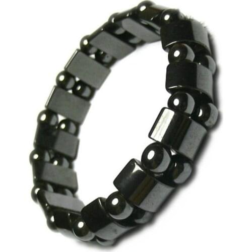 CUTEECO Natural Stone Magnetic Hematite Health Bracelet for Women Men Black Magnetite Malachite Power Crystal Healing Bangle