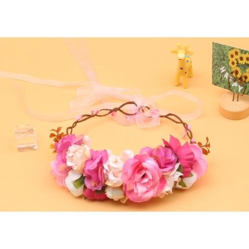 Miss Cute Girl Sweet Princess Headband Floral Crown Flower Headband Wedding Party Hair Wreath Boho Bridal Headdress