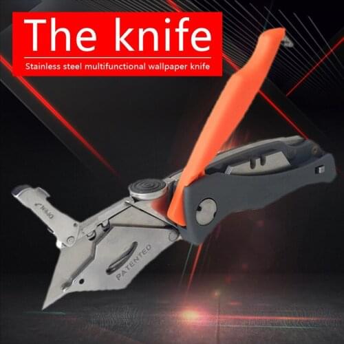 Multifunctional Foldable Pocket Cutter Heavy Duty Utility Cutter Craft Paper Leather Cutter Art Work Cutting tools with 6 Blades