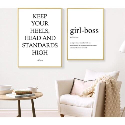 Fashion Coco Definition Modern Minimalism Canvas Painting Wall Pictures Girl-boss Quotes Art Prints Poster Home Woman Room Decor