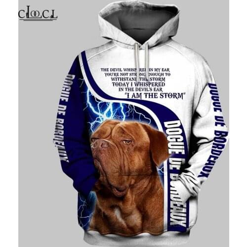 CLOOCL I Am A Storm Dogue De Bordeaux Dog 3D Print Mens Hoodie Harajuku Fashion Sweatshirt Unisex Casual Pullover Drop Shipping
