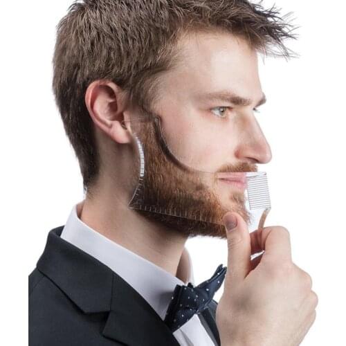 New Arrivals Men Beard Shaping Styling Template Comb Transparent Mens Beards Combs Beauty Tool for Hair Beard Trim Templates