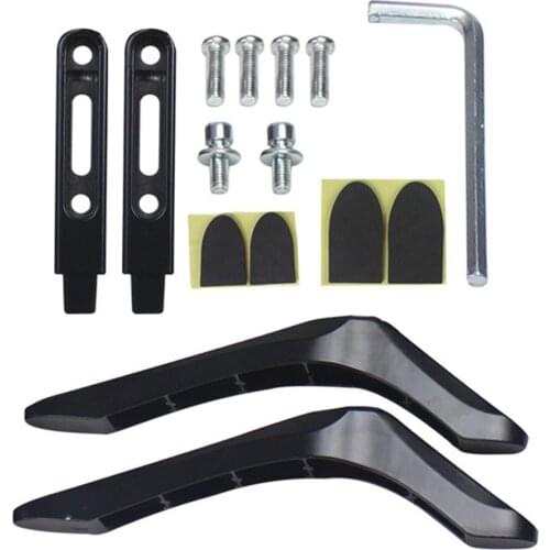 Desktop TV Base Bracket Punch-free Aluminum Alloy Universal Table Desk Pedestal Stand (Black)