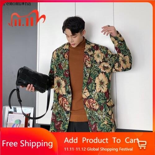 2021 New Retro Suit Ruffian Handsome Male Handsome Fashion Suit Jacket Suit Small Minority Men Slim Suit Jacket Fit Blazers