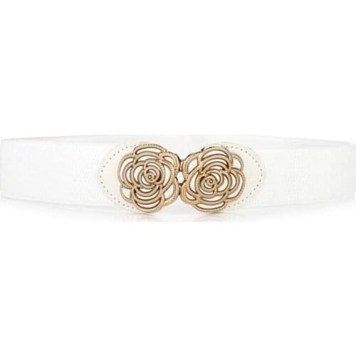 2021 NEW Fashion elastic belt white WOMENS BELT ceinture femme luxe Golden Flower wedding dress High quality Cheap Summer Gifts