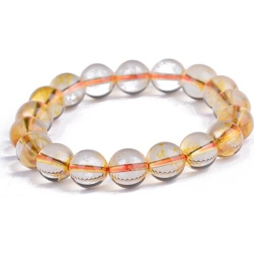 Wholesale Genuine Yellow Natural Crystal Bracelets Round Bead Bracelets for Women Lucky Wealth Simple Crystal Bracelet Jewelry