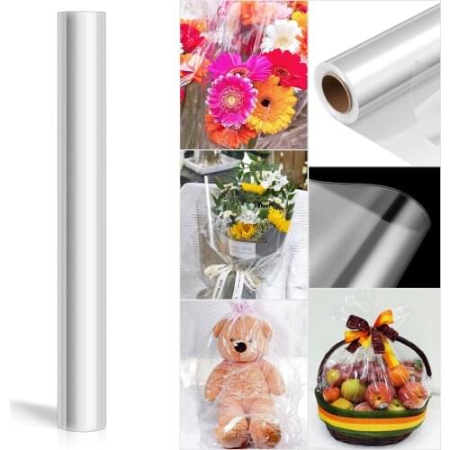 Clear Cellophane Wrap Roll Transparent 2.3 Mil Wrapping Paper For Gift Flower Bouquet Baskets Wrapping Arts Crafts Supplies