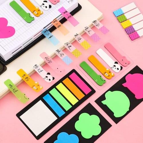 Transparent PET Index Label Sticker Bright Color Fluorescent Indicator Sticker Student Classification Cute